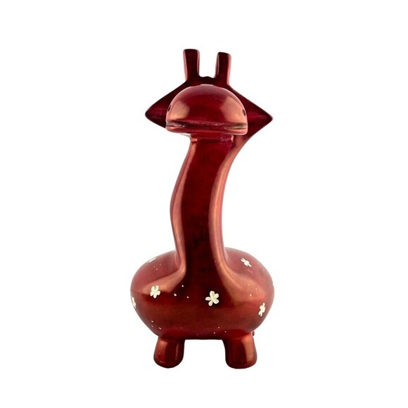 Red Giraffe Figurine Soap Stone Afrikiko Style Kenya Hand Carved Decor - Picture 2 of 10